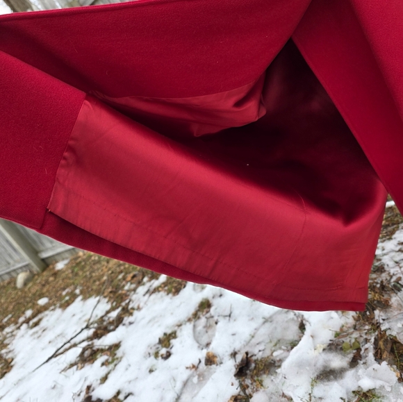 Vintage Long Red 100% Wool Coat Double-Breasted Utilitarian Corpcore Medium - Picture 14 of 16